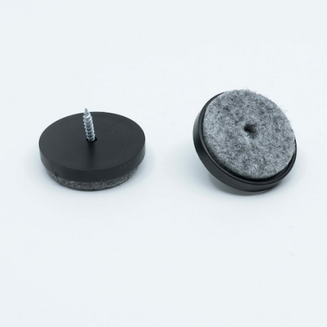 Felt Chair Pads in Plastic, Screw-On, Round Shape